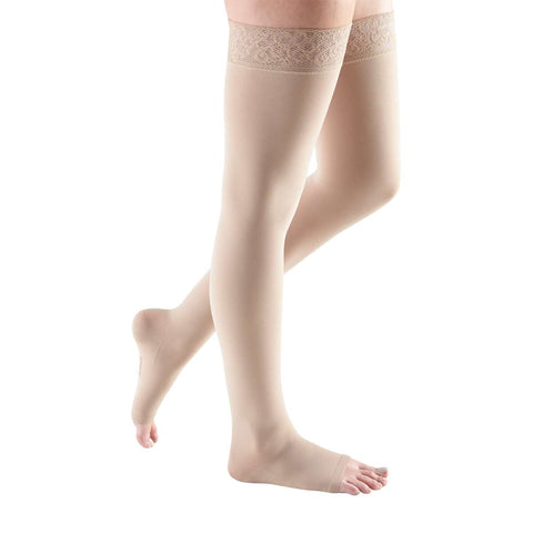 mediven comfort 30-40 mmHg thigh lace topband open toe petite, Single